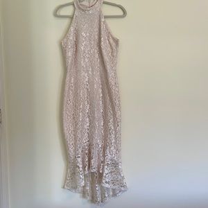 ENFOCUS STUDIO Cream Lace Hi-Low Halter Dress  Size 8